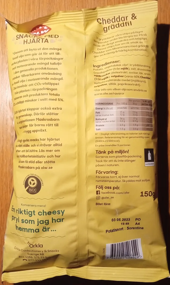 OLW Delichips Cheddar & gräddfil