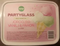 Coop Partyglass med smak av jordgubb, vanilj & päron