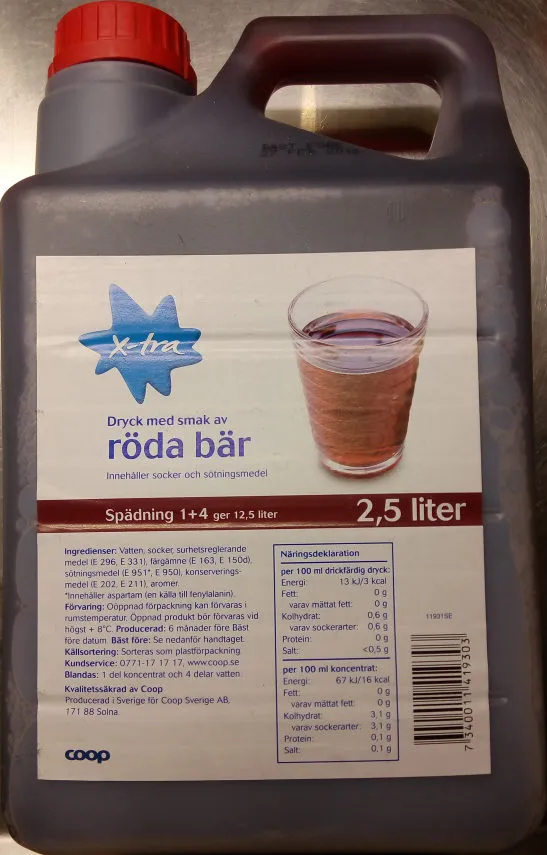 Coop X-tra Dryck med smak av röda bär