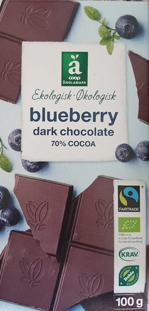 Blueberry dark chocolate 70% cocoa