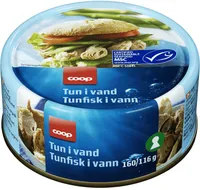 Tonfiskbitar i vatten