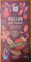 Hallon mörk choklad 70% kakao