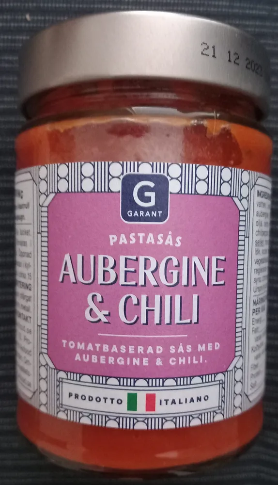 Pastasås Aubergene & Chili