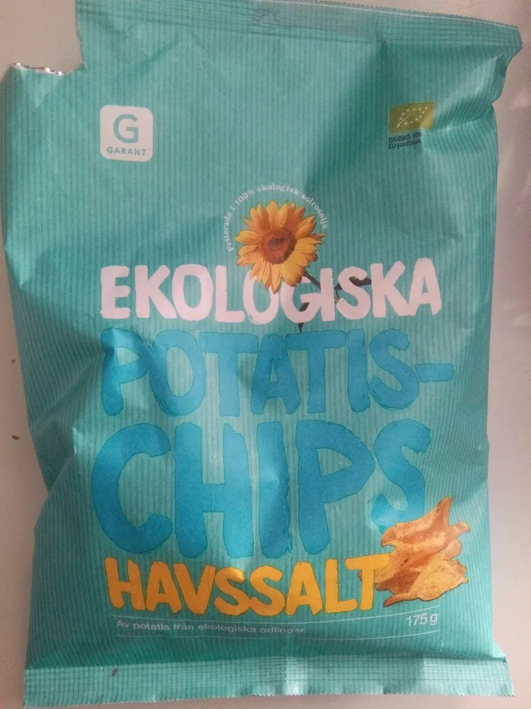 Ekologiska potatis-chips havssalt