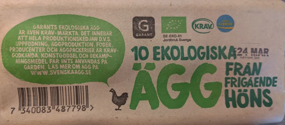 10 Ekologiska Ägg Från Frigående Höns