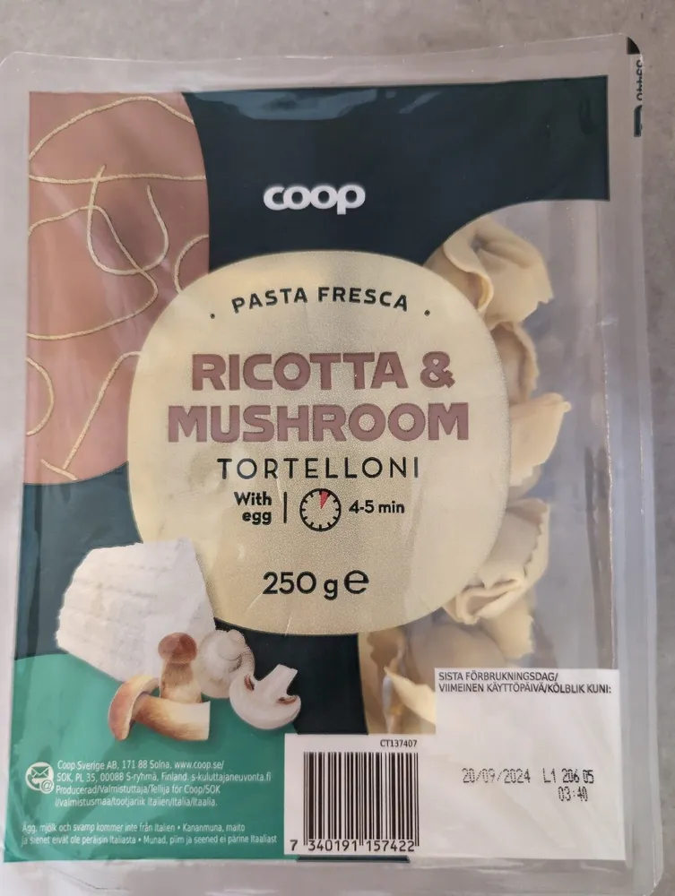 Tortelloni Ricotta & Mushroom
