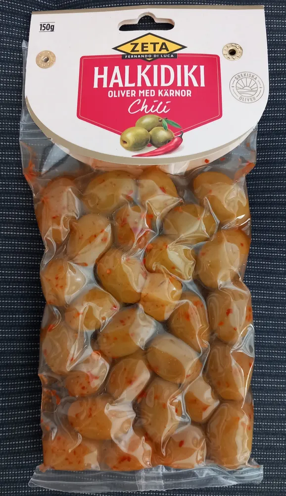 Halkidiki oliver med kärnor - Chili