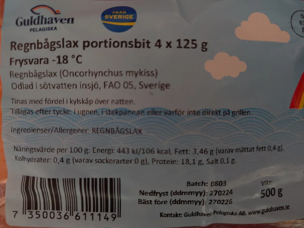 Regnbågslax portionsbit