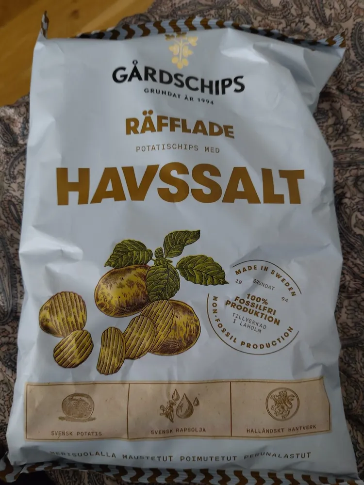 Räfflade potatischips med havssalt