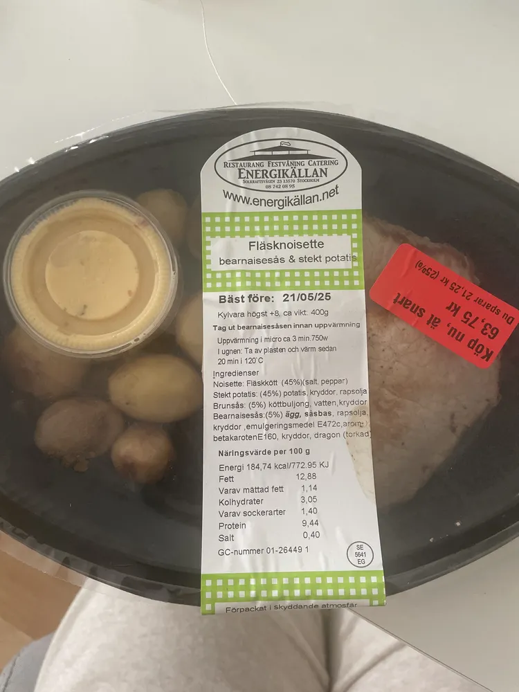 Fläsknoisette, senapssås & stekt potatis
