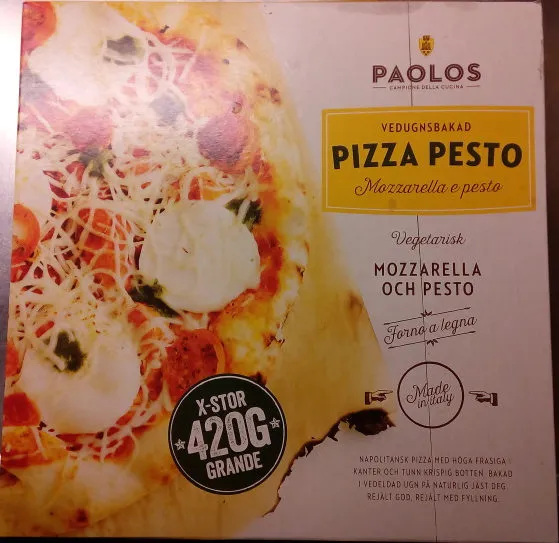 Paolos Vedugnsbakad Pizza Pesto Mozzarella e pesto