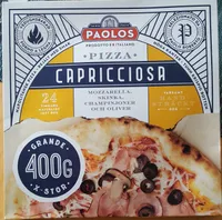 Paolos Vedugnsbakad Capricciosa Mozzarella, prosciutto, funghi e olive