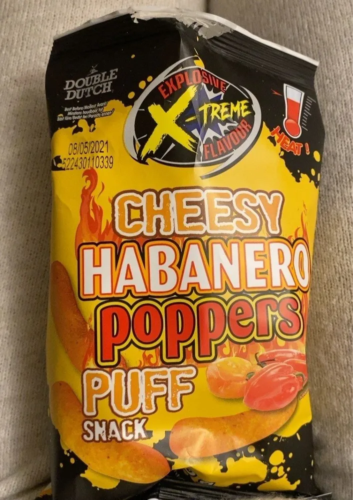 Cheesy habanero poppers puff snack
