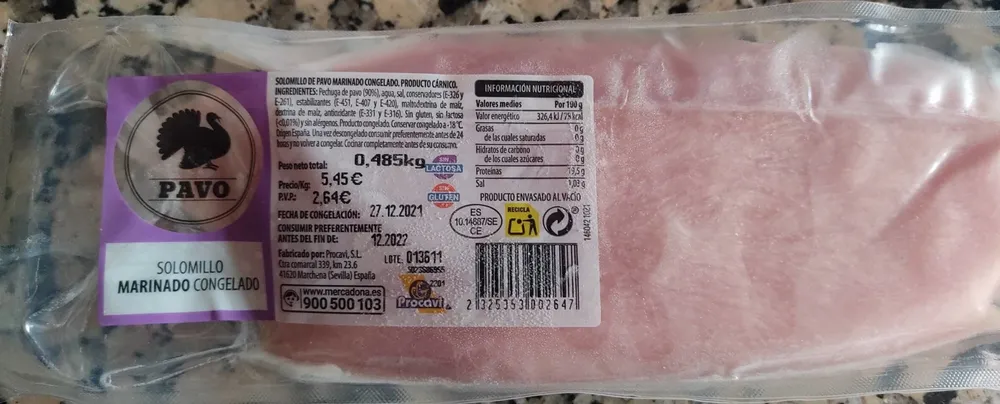 Solomillo marinado de pavo