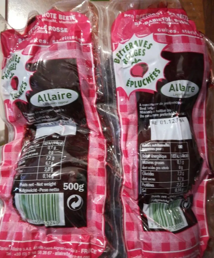 Betteraves rouges épluchées
