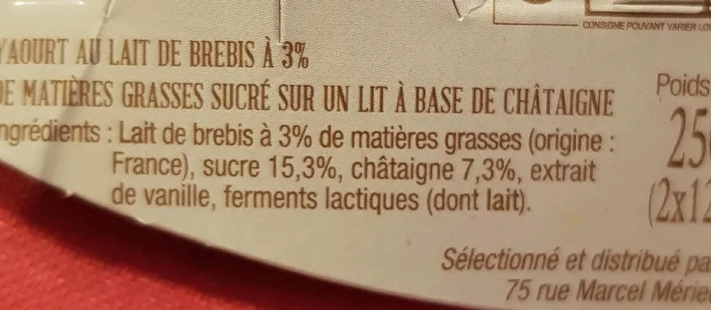 Yaourt sur lit de châtaigne au lait de brebis