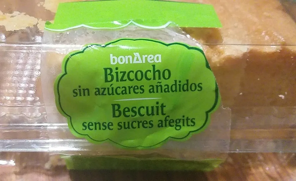 Bizcocho sin azúcares añadidos