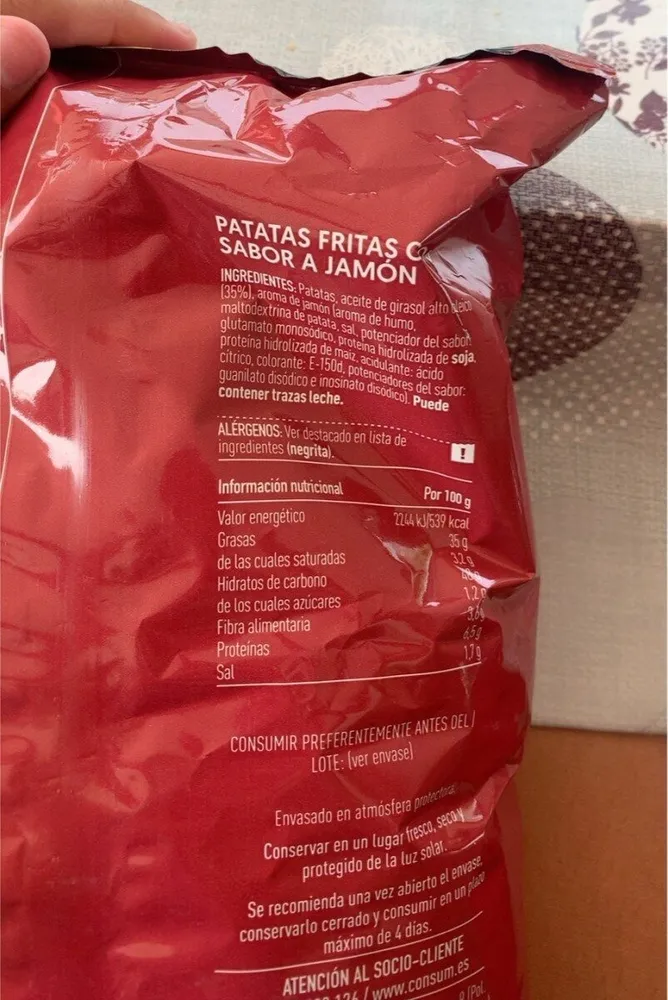Patatas fritas con sabor a jamón