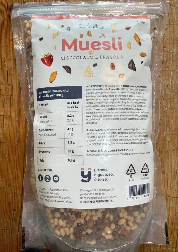Muesli cioccolato e fragola