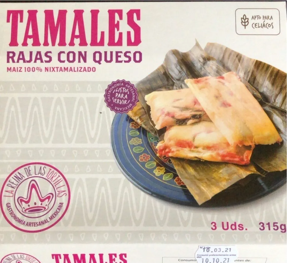 Tamales Rajas con Queso