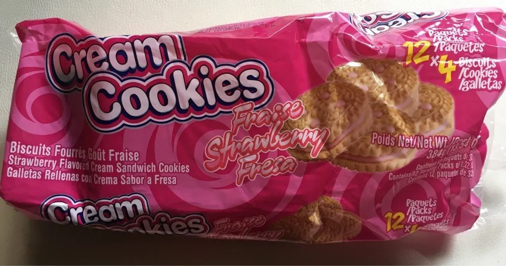 Biscuits fourrés gout fraise