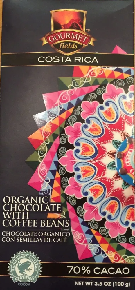 Organic chocolate with coffee beans 70%