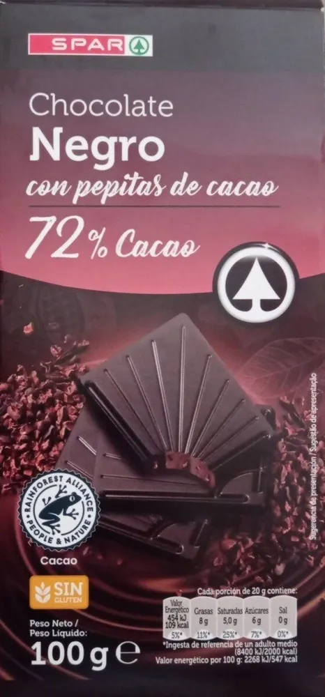 chocolate negro con pepitas de chocolat