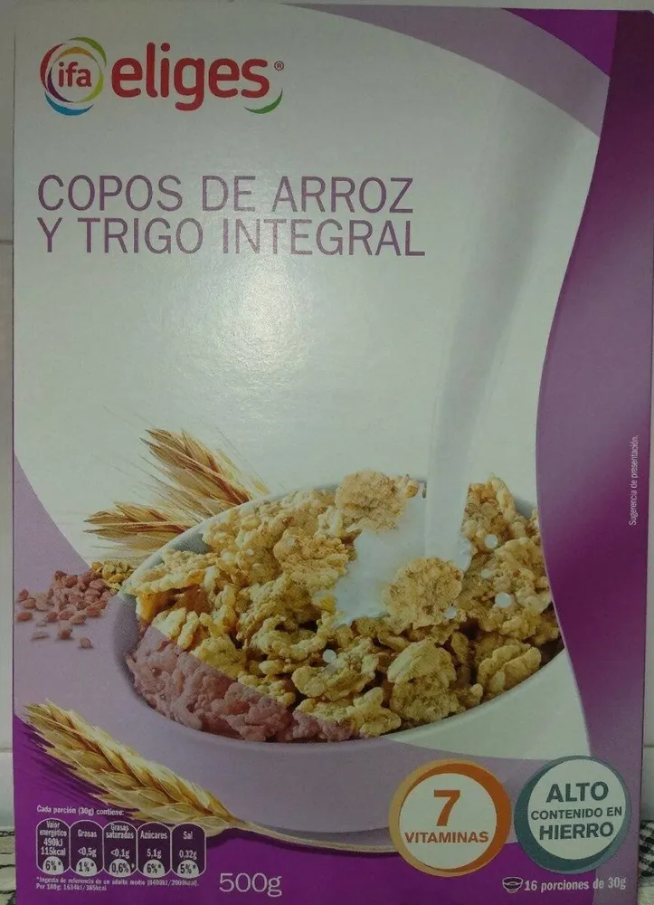 Copos de arroz y trigo integral