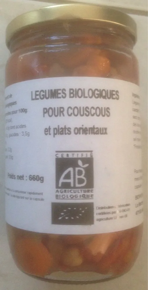 Legumes biologiques pour couscous