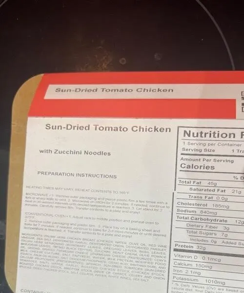 Sun-dried, tomato chicken with zucchini noodles