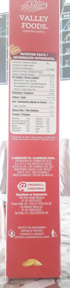 cereal de avena integral