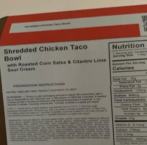 Shredded chicken taco bowl