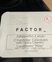 Jalapeño-Lime-Cheddar Chicken with Spicy Cilantro Cauliflower “Rice”