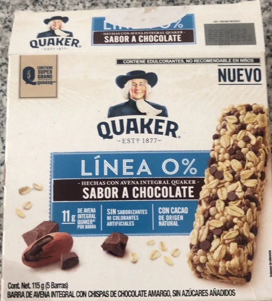 Barra de avena integral 0% chocolate amargo