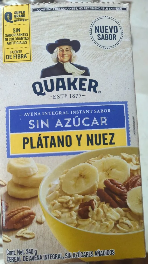 Avena Integral Instant Sabor Plátano Y Nuez