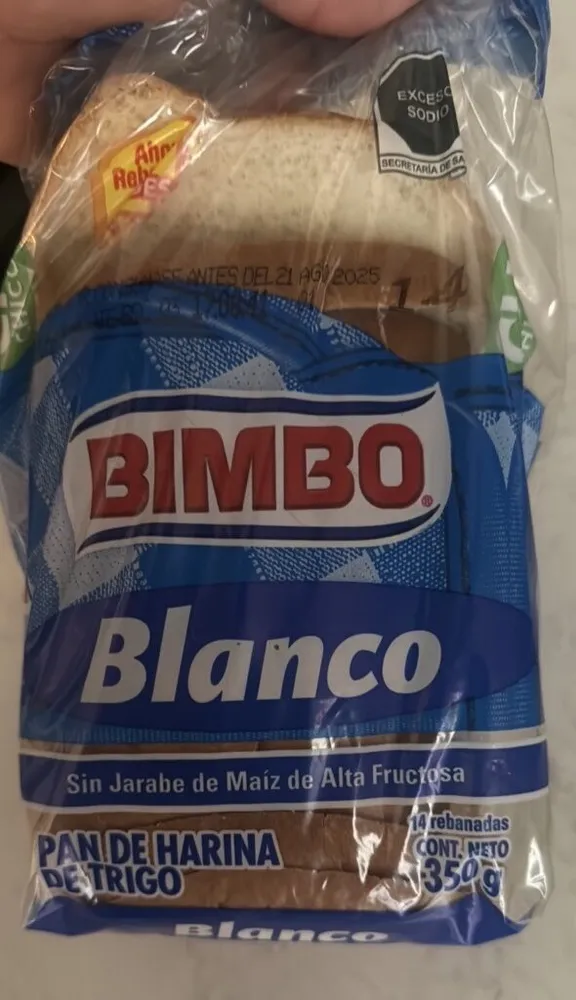 Pan de Harina de Trigo sin jarabe de maíz de alta fructuosa