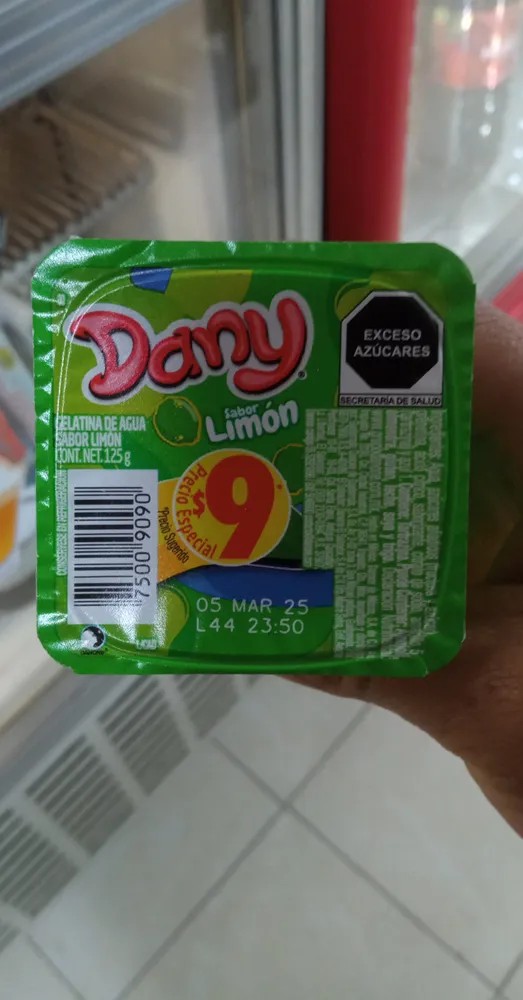 Gelatina de agua Dany sabor limón