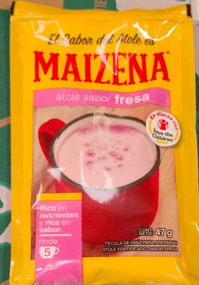 Fécula de maiz para preparar atole fortificado sabor fresa