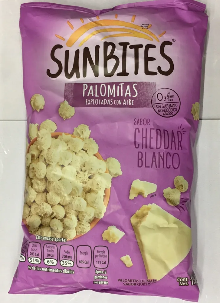Sunbites Palomitas sabor Cheddar Blanco