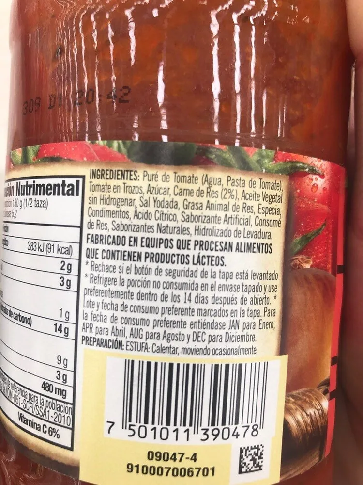 Salsa De Tomate Con Carne De Res
