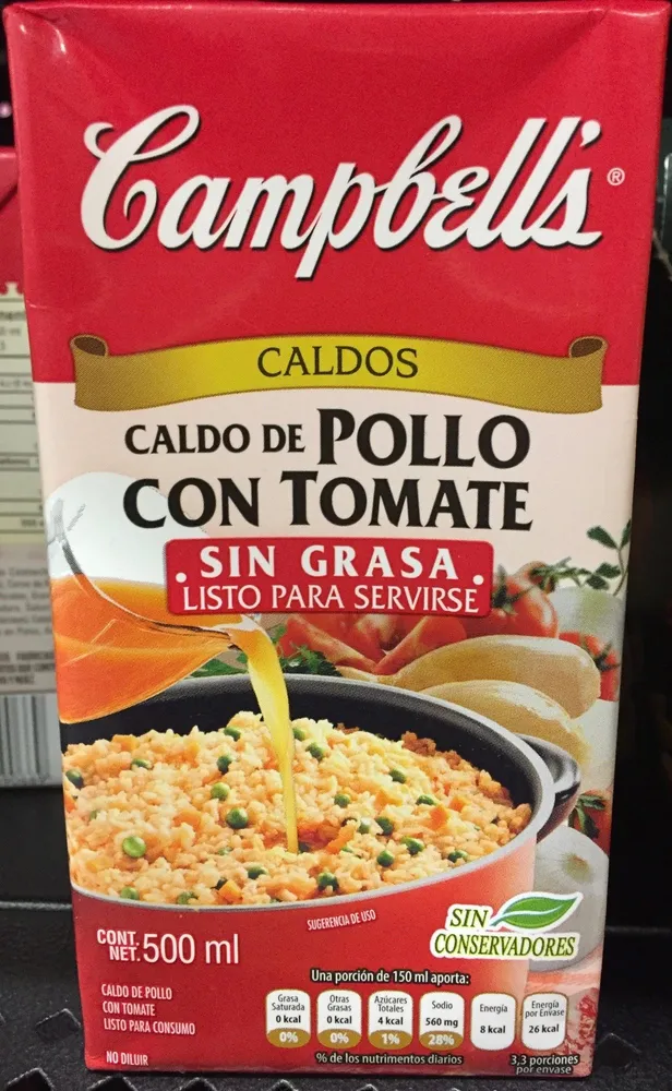 CALDO DE POLLO CON TOMATE SIN GRASA