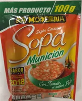 sopa munición con tomate y sabor a pollo