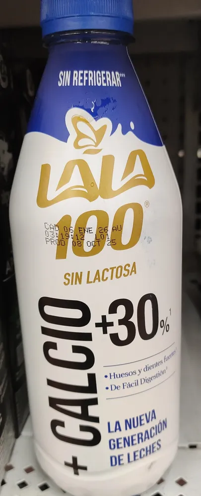 leche 100 sin lactosa con calcio.