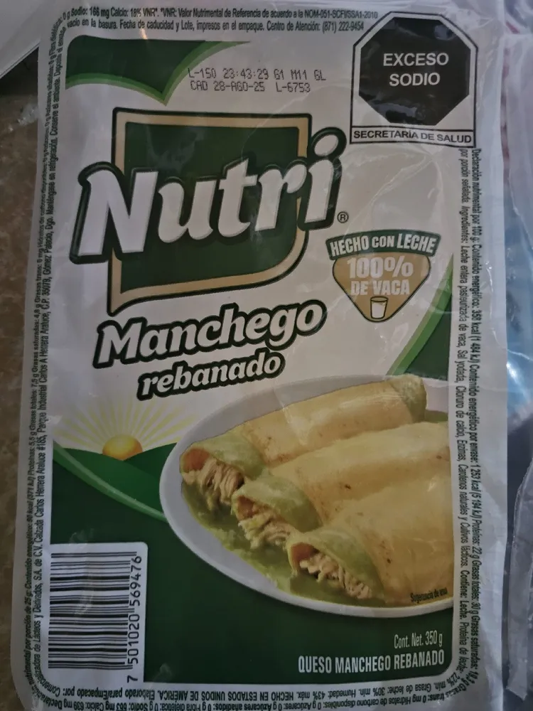Manchego nutrí rebanado