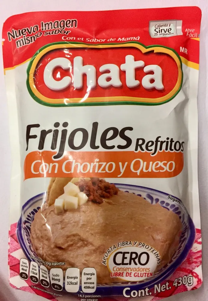 FRIJOLES REFRITOS CON QUESO Y CHORIZO