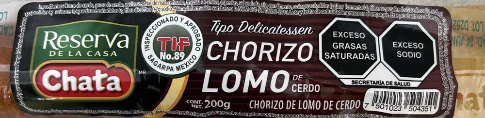 Chorizo Lomo De Cerdo