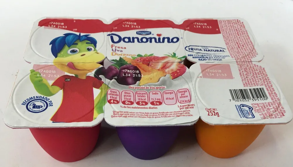 Danonino Fresa, Uva y Durazno 6 pack