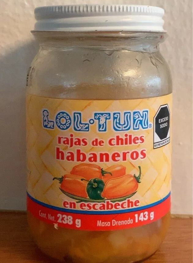 Rajas de Chile Habaneros en escabeche