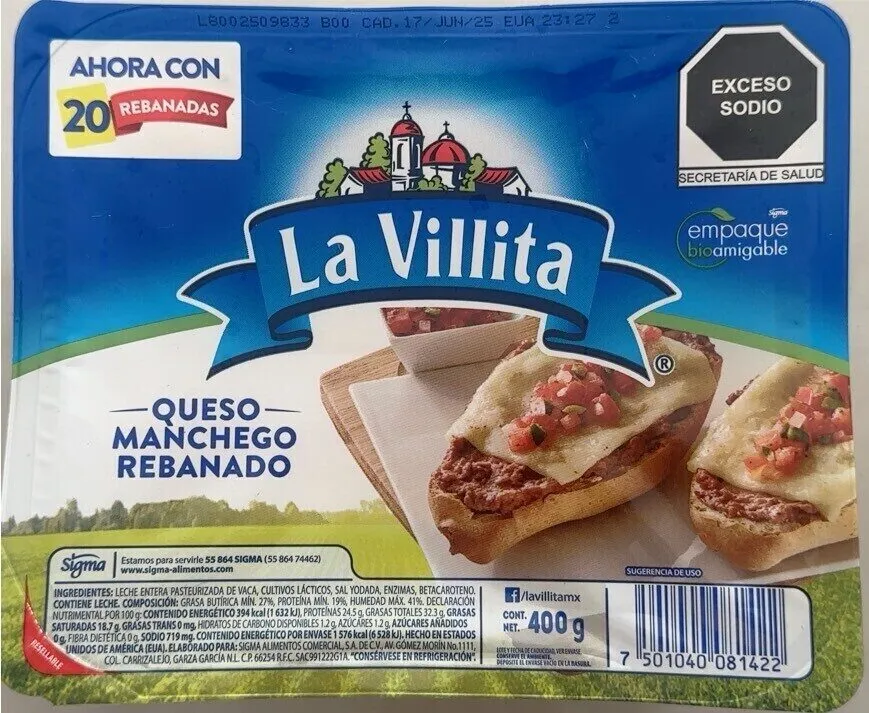 Queso tipo Manchego rebanado