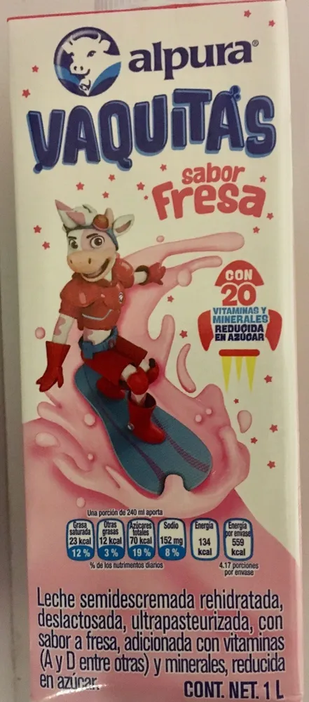 Vaquitas leche semidescremada sabor fresa
